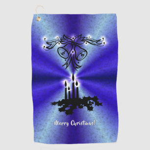 Advent, Christmas Artdeco on Blue Green Rainbow Golf Towel