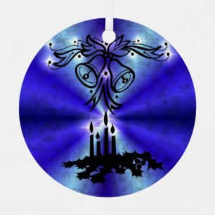 Advent, Christmas Artdeco on Blue Green Rainbow Metal Tree Decoration