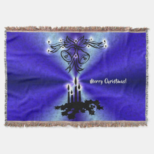 Advent, Christmas Artdeco on Blue Green Rainbow Throw Blanket