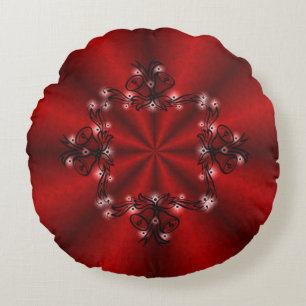 Advent, Christmas Artdeco on red Rainbow Round Cushion