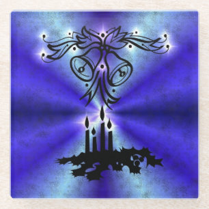 Advent, Christmas Magic on Blue Glass Coaster