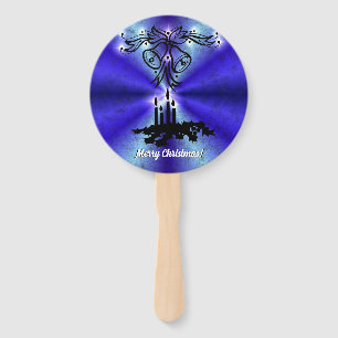 Advent, Christmas Magic on Blue Hand Fan