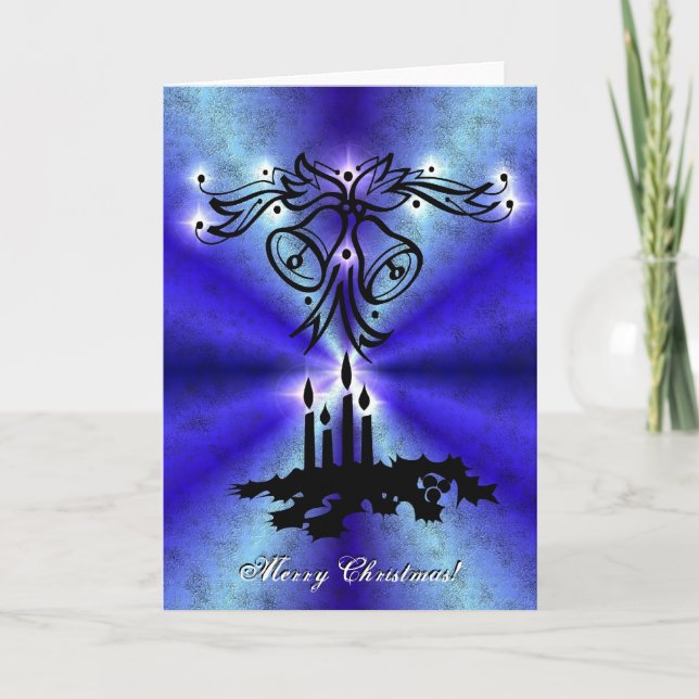 Advent, Christmas Magic on Blue Holiday Card (Front)