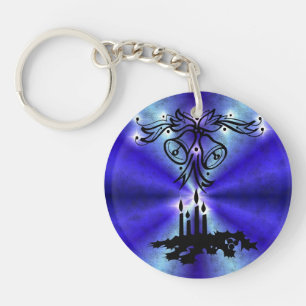 Advent, Christmas Magic on Blue Key Ring