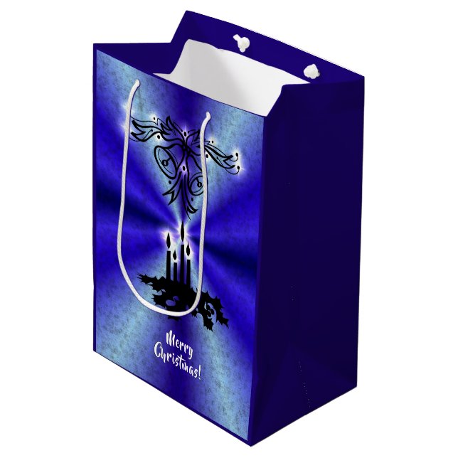 Advent, Christmas Magic on Blue Medium Gift Bag (Front Angled)