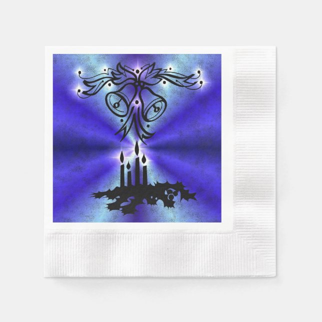 Advent, Christmas Magic on Blue Napkin (Front)