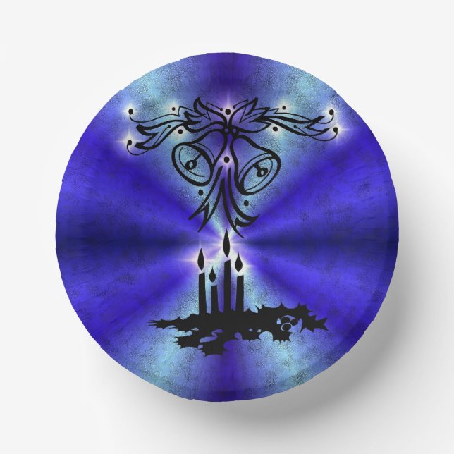 Advent, Christmas Magic on Blue Paper Plate (Front)