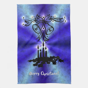 Advent, Christmas Magic on Blue Tea Towel