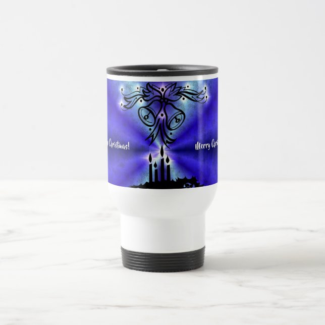 Advent, Christmas Magic on Blue Travel Mug (Center)