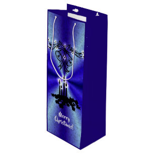 Advent, Christmas Magic on Blue Wine Gift Bag