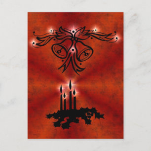 Advent, Christmas Magic on Red Postcard