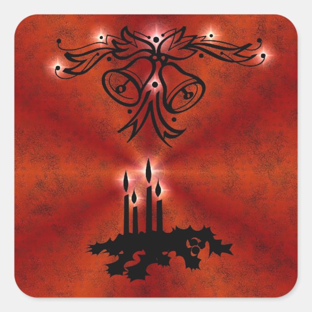 Advent, Christmas Magic on Red Square Sticker (Front)