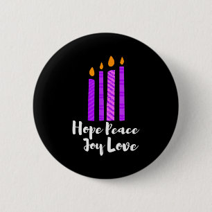 Advent Evergreen Wreath Candles Hope Peace Joy Lov 6 Cm Round Badge