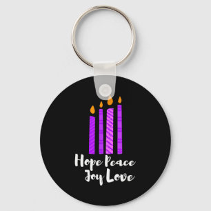 Advent Evergreen Wreath Candles Hope Peace Joy Lov Key Ring