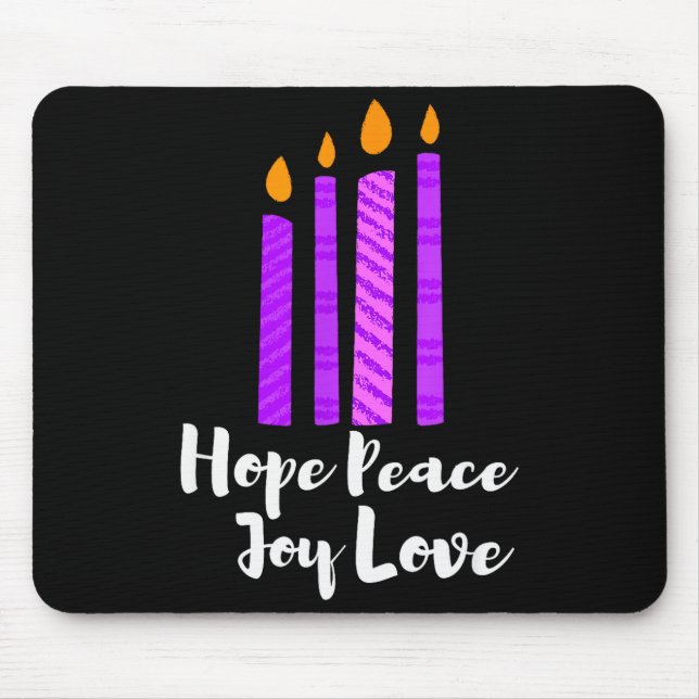 Advent Evergreen Wreath Candles Hope Peace Joy Lov Mouse Mat (Front)