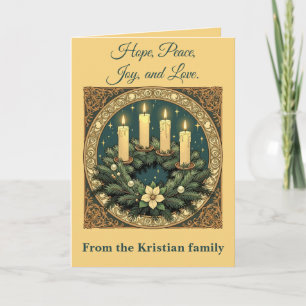 Advent Hope, Peace, Joy, and Love Art Nouveau  Card