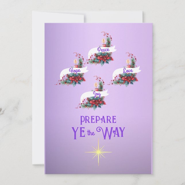 Advent Prepare Ye The  Way Wreath 4 Candles Holiday Card (Front)