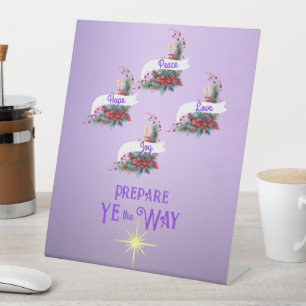 Advent Prepare Ye The Way Wreath 4 Candles Pedestal Sign