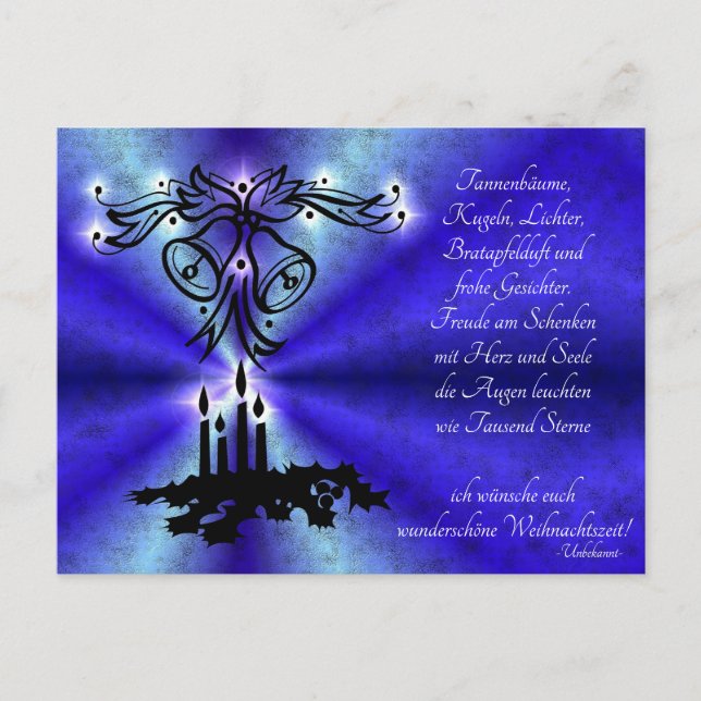 Advent, Weihnachten , Gedicht auf Deutsch Holiday Postcard (Front)