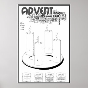 Advent Wreath Colour by Number Poster