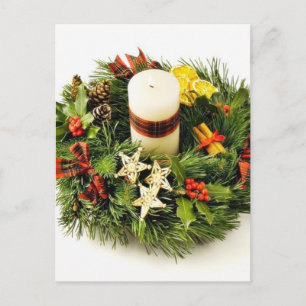 Advent Wreath On White Background Postcard