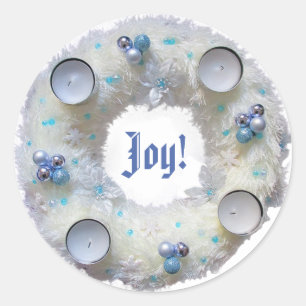 Advent Wreath Silver and Blue Classic Round Sticke Sticker