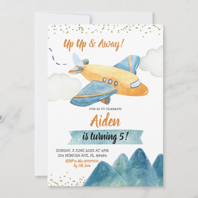 Adventure Aeroplane Boy Birthday Party Invitation (Front)