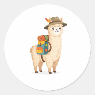 Adventure Alpaca Classic Round Sticker