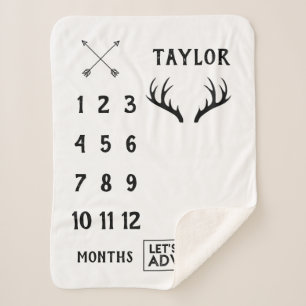 Adventure Alter Milestone Sherpa Blanket   Monthly