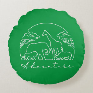 Adventure and Safari in Africa Round Cushion