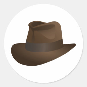Adventure Archaeologist Fedora Hat - Vintage Classic Round Sticker