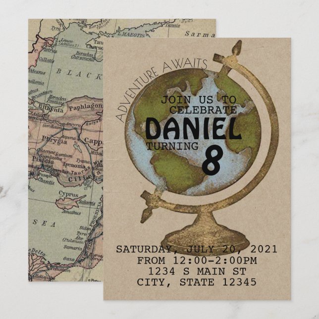 Adventure Await Birthday Invitation (Front/Back)