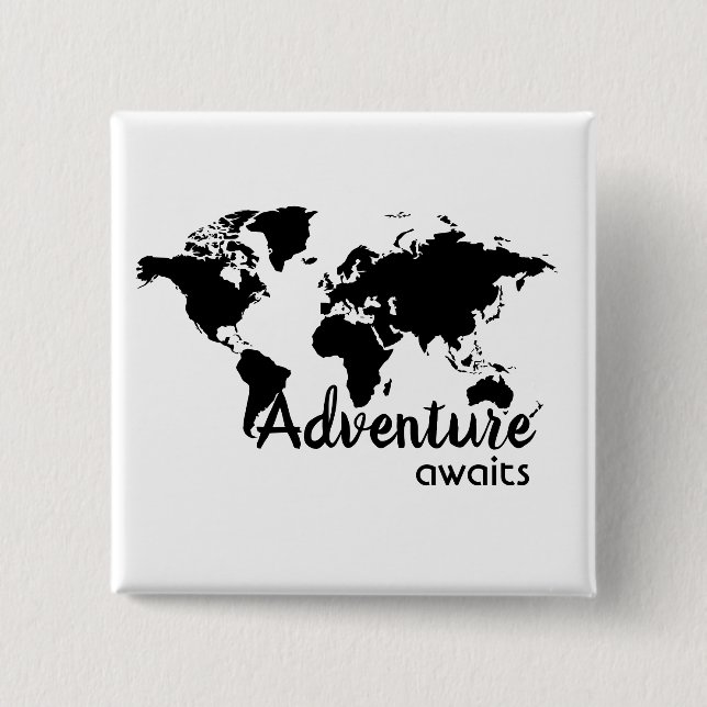 Adventure awaits 15 cm square badge (Front)