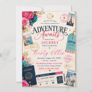 Adventure Awaits 18th Birthday Party Invitation