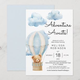 Adventure awaits baby boy shower invitation