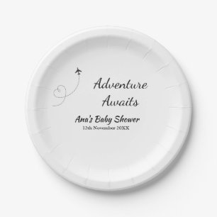 Adventure awaits baby shower add name date plane s paper plate