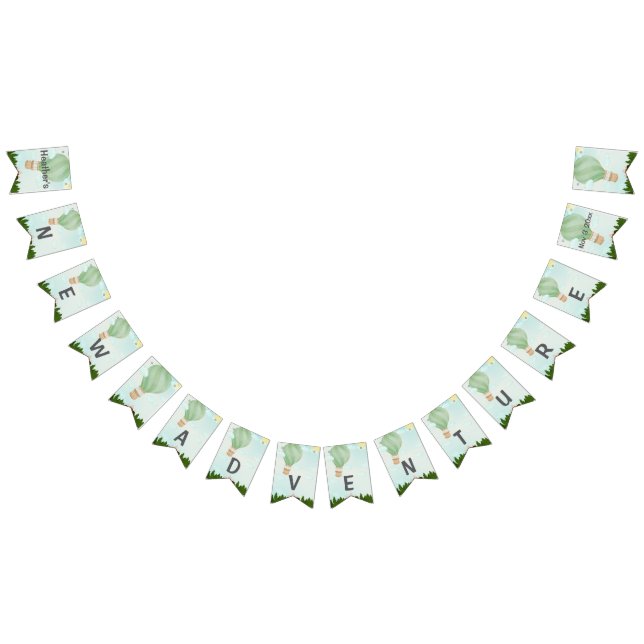 Adventure Awaits Baby Shower|Custom Name & Date Bunting (All)