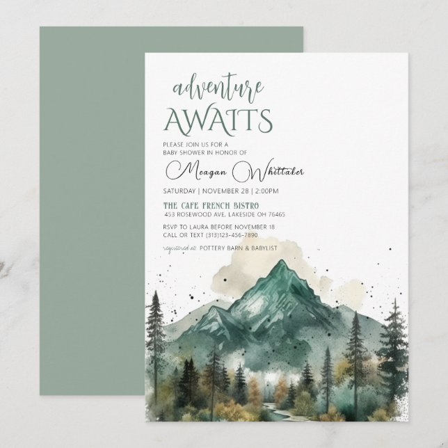 Adventure Awaits Baby Shower Invitation (Front/Back)