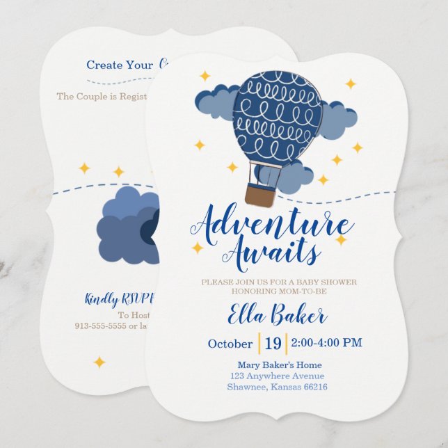 Adventure Awaits Baby Shower Invitation (Front/Back)