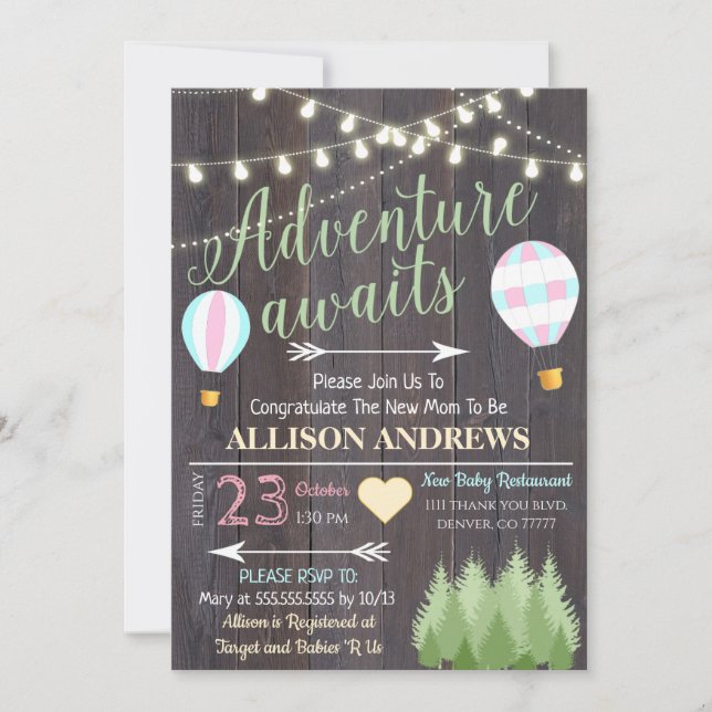 Adventure Awaits Baby Shower Invitation (Front)