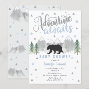 Adventure Awaits Baby Shower Invitation - Baby Boy