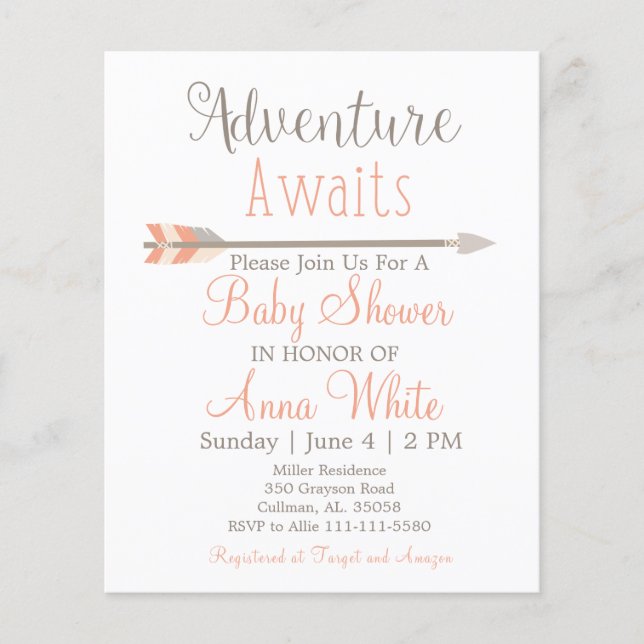Adventure Awaits Baby Shower Invitation Flyer (Front)