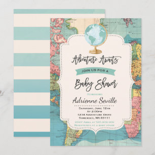 Adventure Awaits Baby Shower Invitation Map Shower