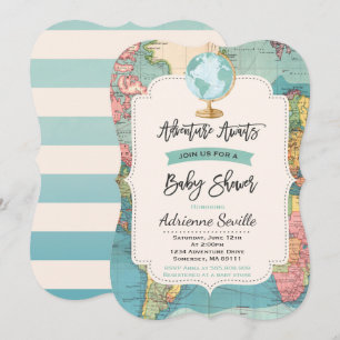 Adventure Awaits Baby Shower Invitation Map Shower