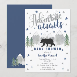 Adventure Awaits Baby Shower Invitation Navy