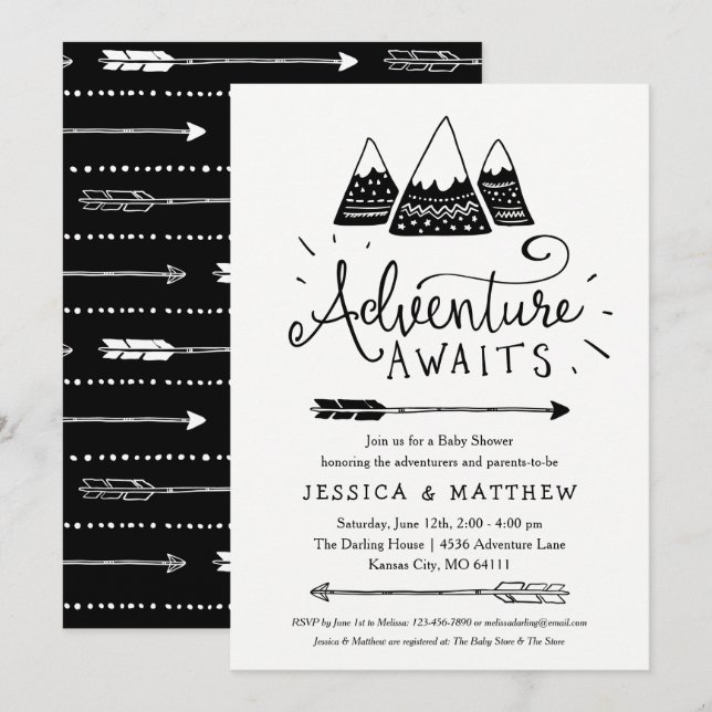 Adventure Awaits Baby Shower Invitations (Front/Back)