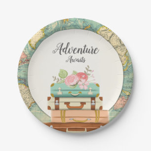 Adventure Awaits Baby Shower Paper Plates Travel