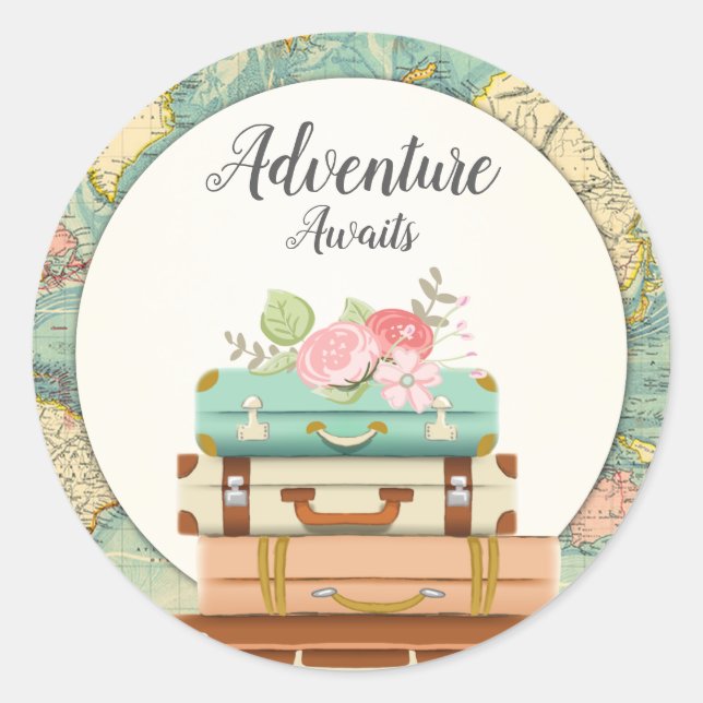 Adventure Awaits baby Shower Sticker Envelope Seal (Front)