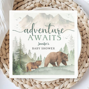 Adventure Awaits Baby Shower Woodland Forest Paper Napkin