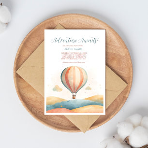 Adventure Awaits Balloon Baby Shower Invitation